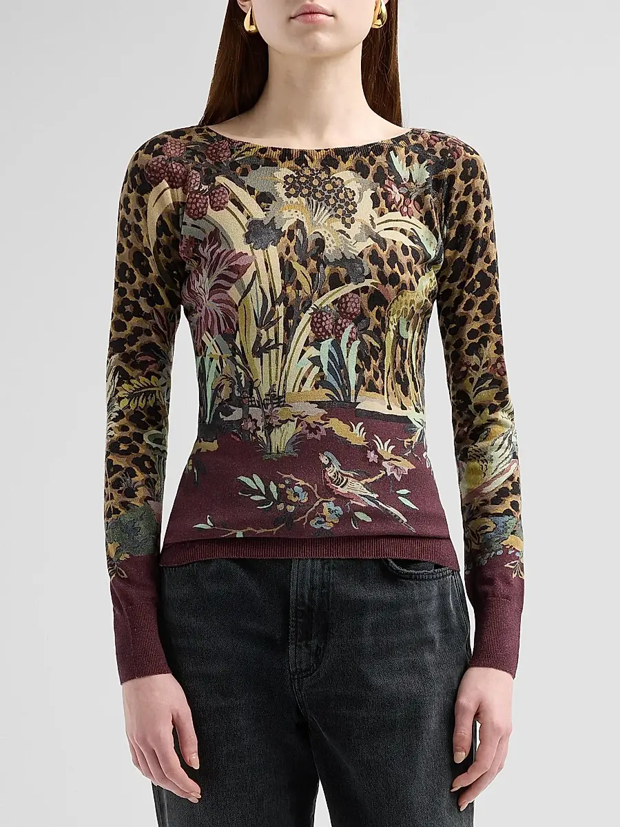 Etro Women's Jungle Silk-Cashmere Knit Top | Thumbnail 4 Etro Women's Jungle Silk-Cashmere Knit Top | Thumbnail 4
