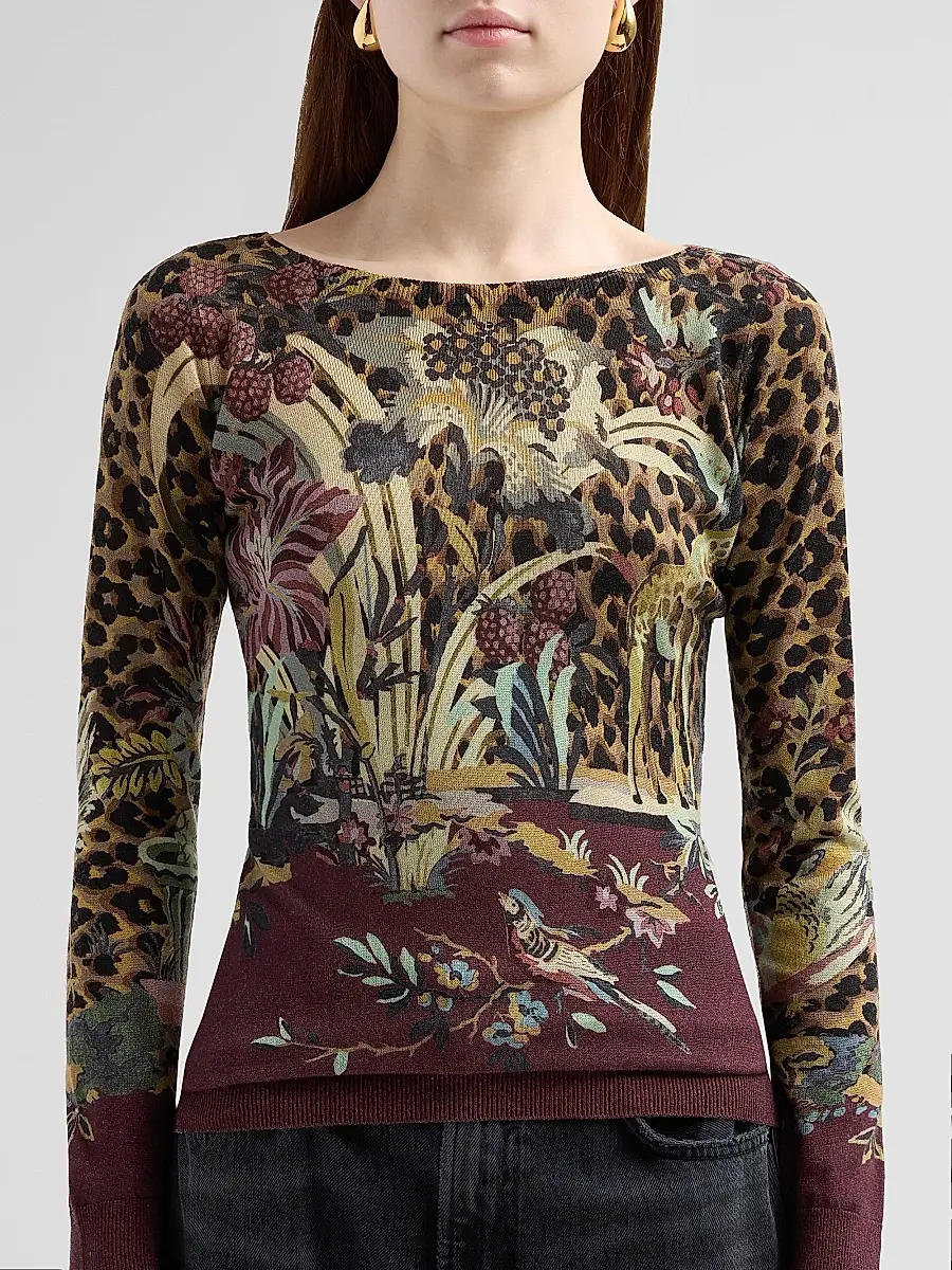 Etro Women's Jungle Silk-Cashmere Knit Top | Thumbnail 5 Etro Women's Jungle Silk-Cashmere Knit Top | Thumbnail 5