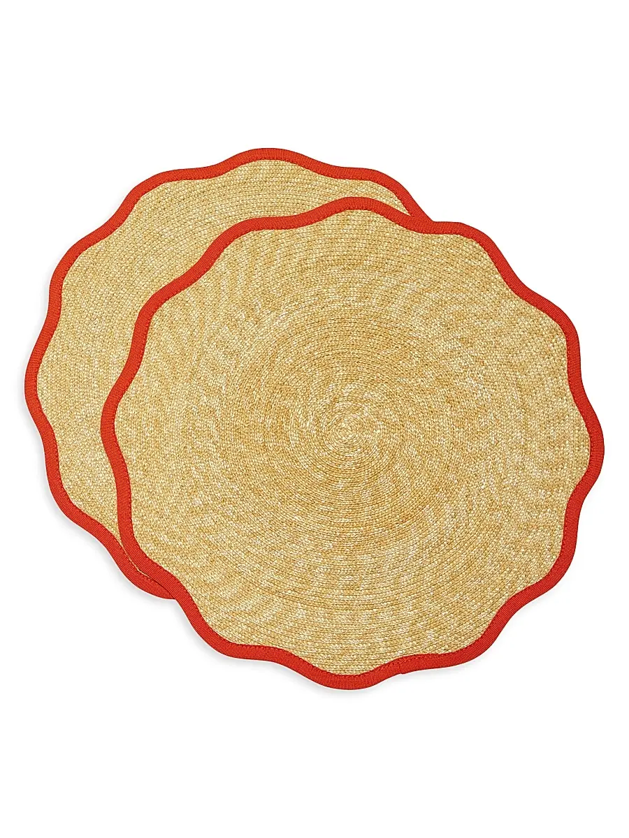 La DoubleJ Straw Cloud Placemats Set of 2 - Solid Orange | Image 1 La DoubleJ Straw Cloud Placemats Set of 2 - Solid Orange | Image 1