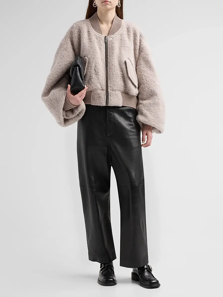 Rick Owens Women's Secchia Cropped Flight Bomber Jacket | Thumbnail 2 Rick Owens Women's Secchia Cropped Flight Bomber Jacket | Thumbnail 2
