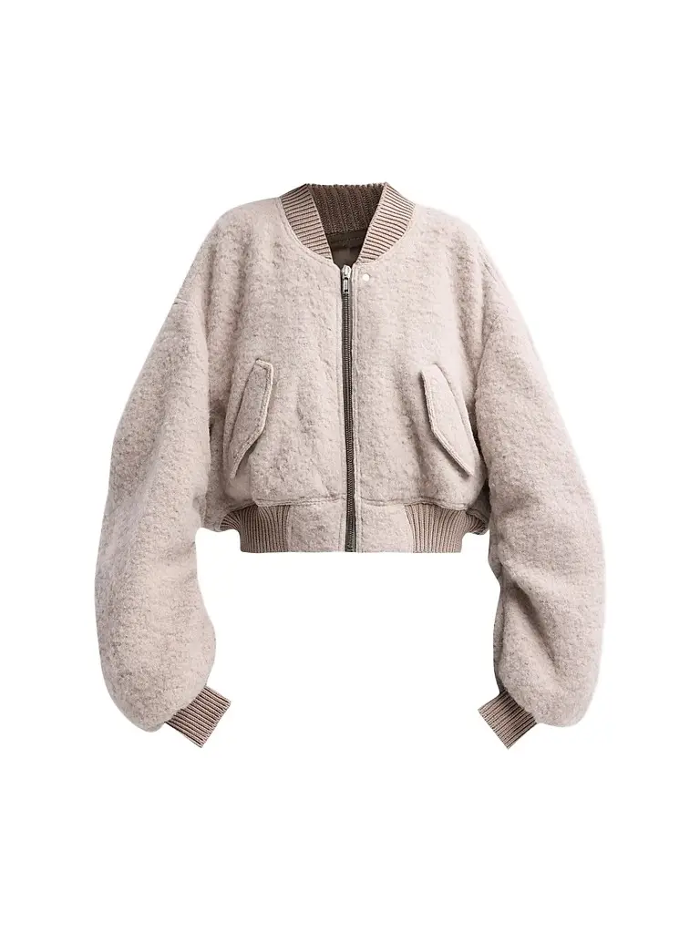 Rick Owens Women's Secchia Cropped Flight Bomber Jacket - Rose | Image 1 Rick Owens Women's Secchia Cropped Flight Bomber Jacket - Rose | Image 1