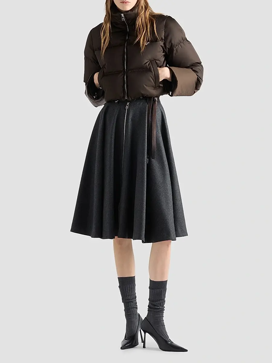 Prada Women's Cropped Nylon Down Jacket | Thumbnail 2 Prada Women's Cropped Nylon Down Jacket | Thumbnail 2