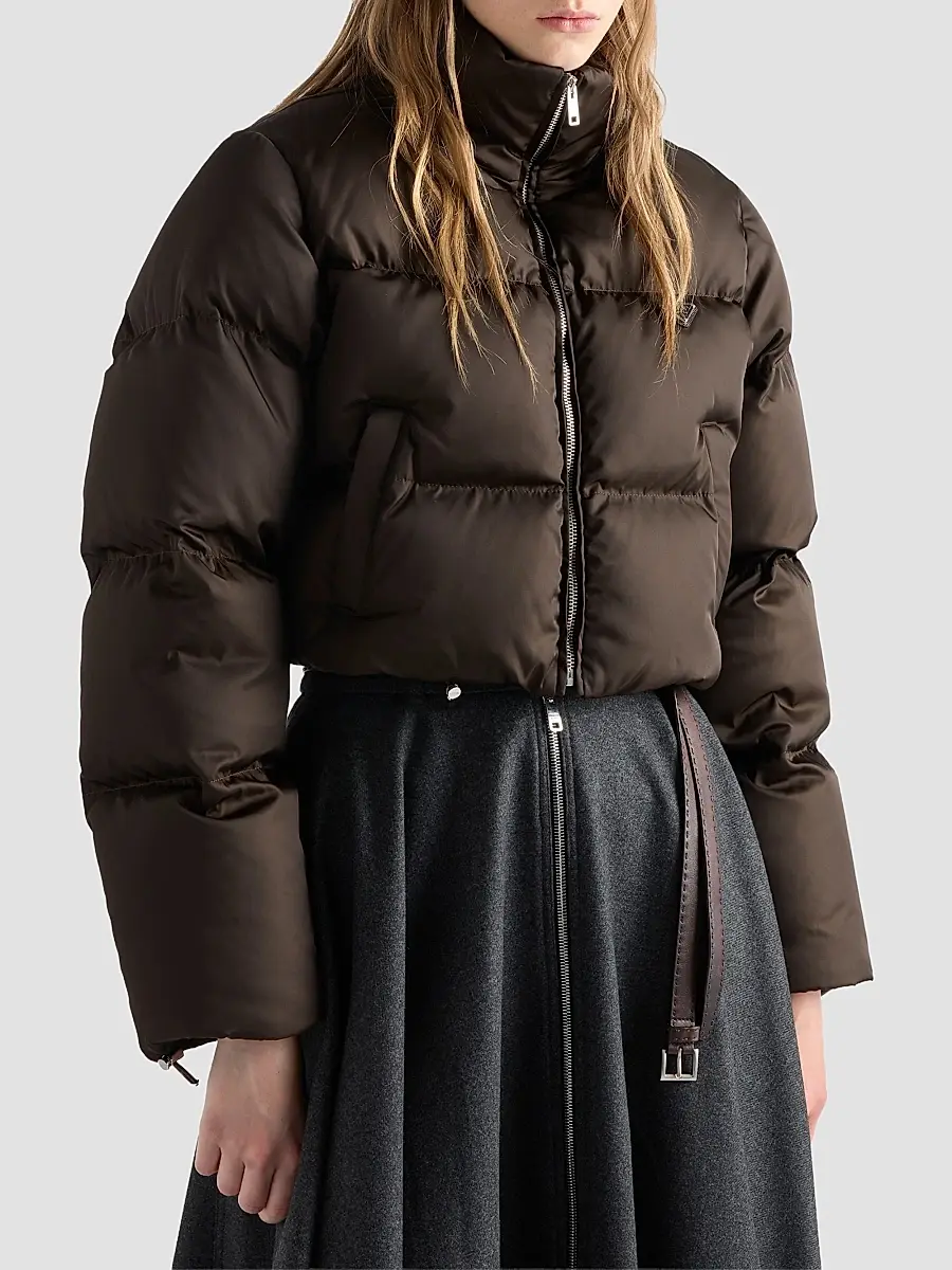 Prada Women's Cropped Nylon Down Jacket | Thumbnail 3 Prada Women's Cropped Nylon Down Jacket | Thumbnail 3