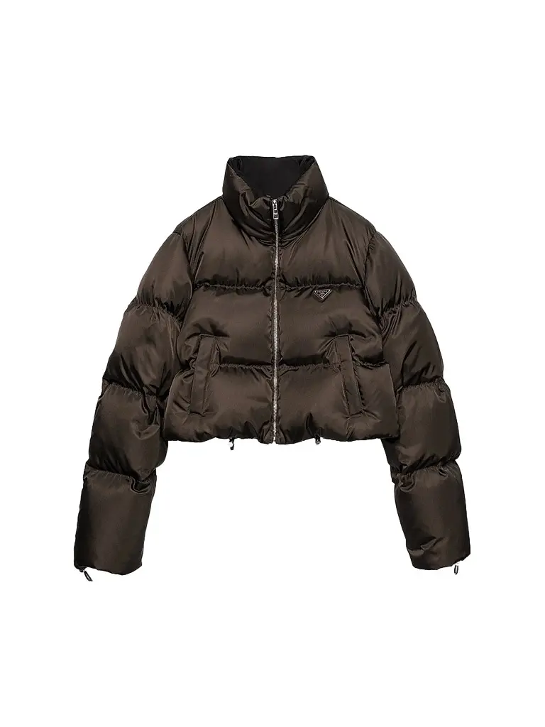 Prada Women's Cropped Nylon Down Jacket - Brown | Image 1 Prada Women's Cropped Nylon Down Jacket - Brown | Image 1