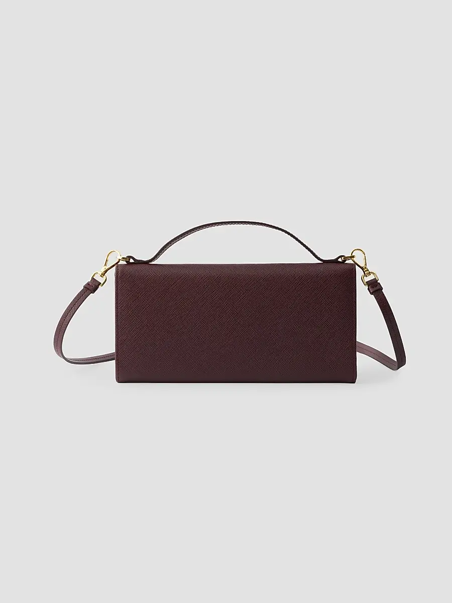 Prada Women's Saffiano Leather Wallet with Shoulder Strap - Dark Red | Thumbnail 3 Prada Women's Saffiano Leather Wallet with Shoulder Strap - Dark Red | Thumbnail 3