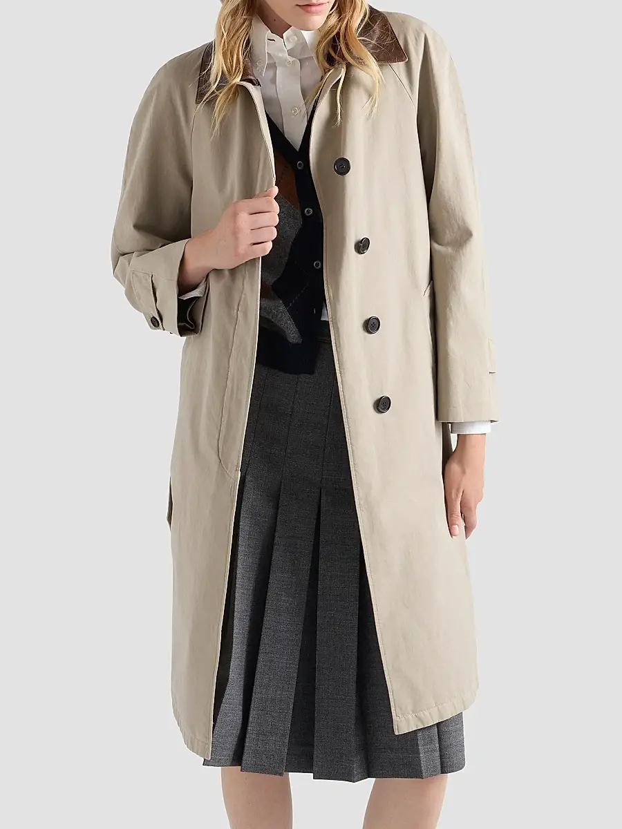 Prada Women's Single-Breasted Old Poplin Coat | Thumbnail 3 Prada Women's Single-Breasted Old Poplin Coat | Thumbnail 3