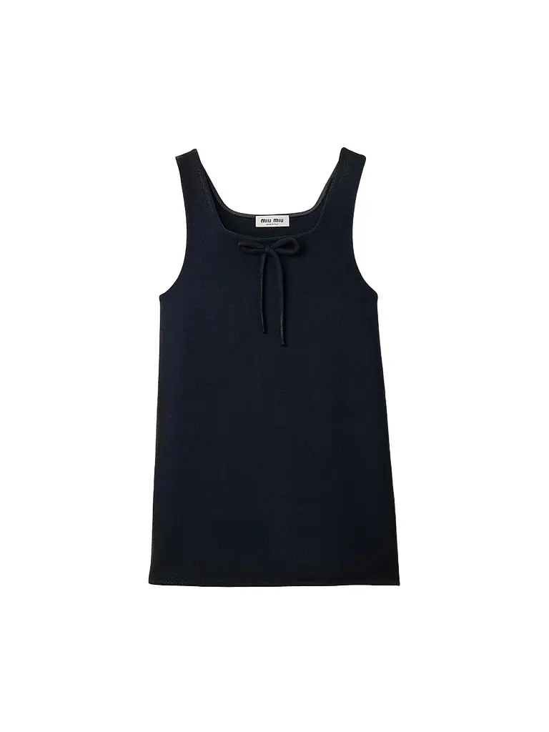Miu Miu Women's Waxed Double Wool Dress - Blue | Image 1 Miu Miu Women's Waxed Double Wool Dress - Blue | Image 1