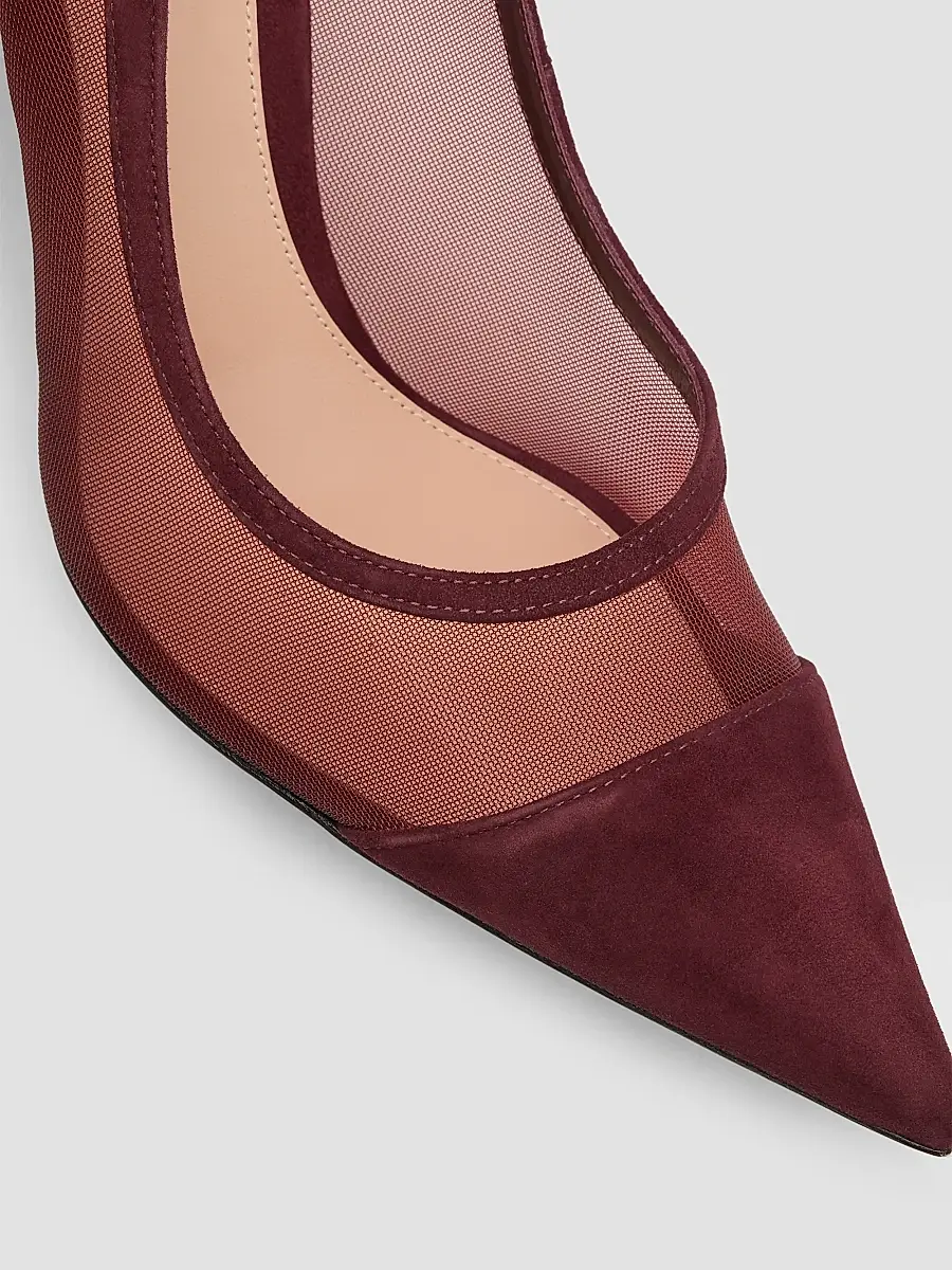 Gianvito Rossi Women's 95MM Mesh & Suede Pumps - Dark Red | Thumbnail 5 Gianvito Rossi Women's 95MM Mesh & Suede Pumps - Dark Red | Thumbnail 5
