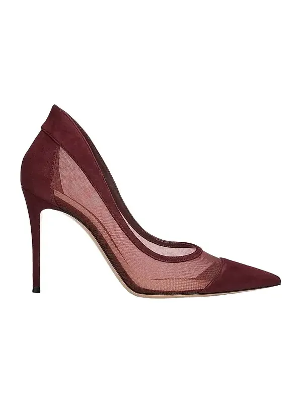 Gianvito Rossi Women's 95MM Mesh & Suede Pumps - Dark Red