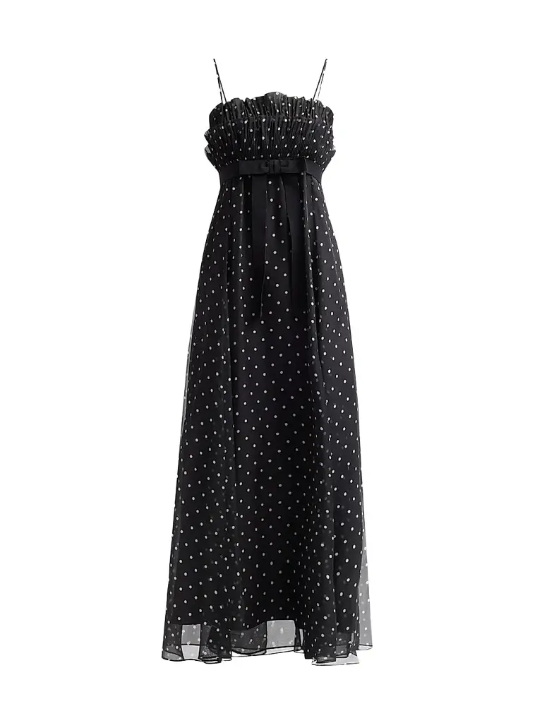 Zimmermann Women's Frill Pleated Maxi Dress - Black Dot - Size 10 | Image 1 Zimmermann Women's Frill Pleated Maxi Dress - Black Dot - Size 10 | Image 1