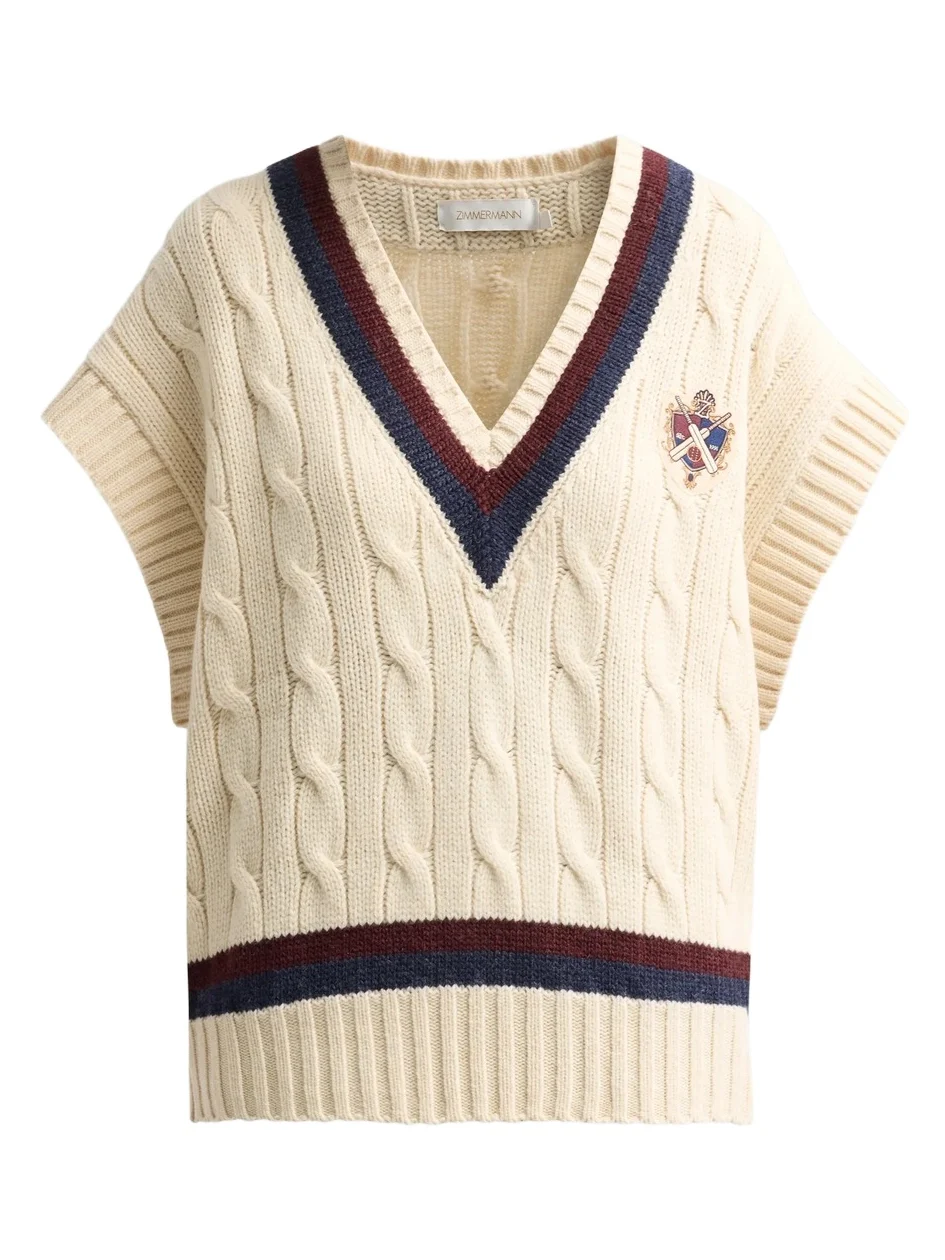 Zimmermann Women's Valiant Cable Knit Wool Vest