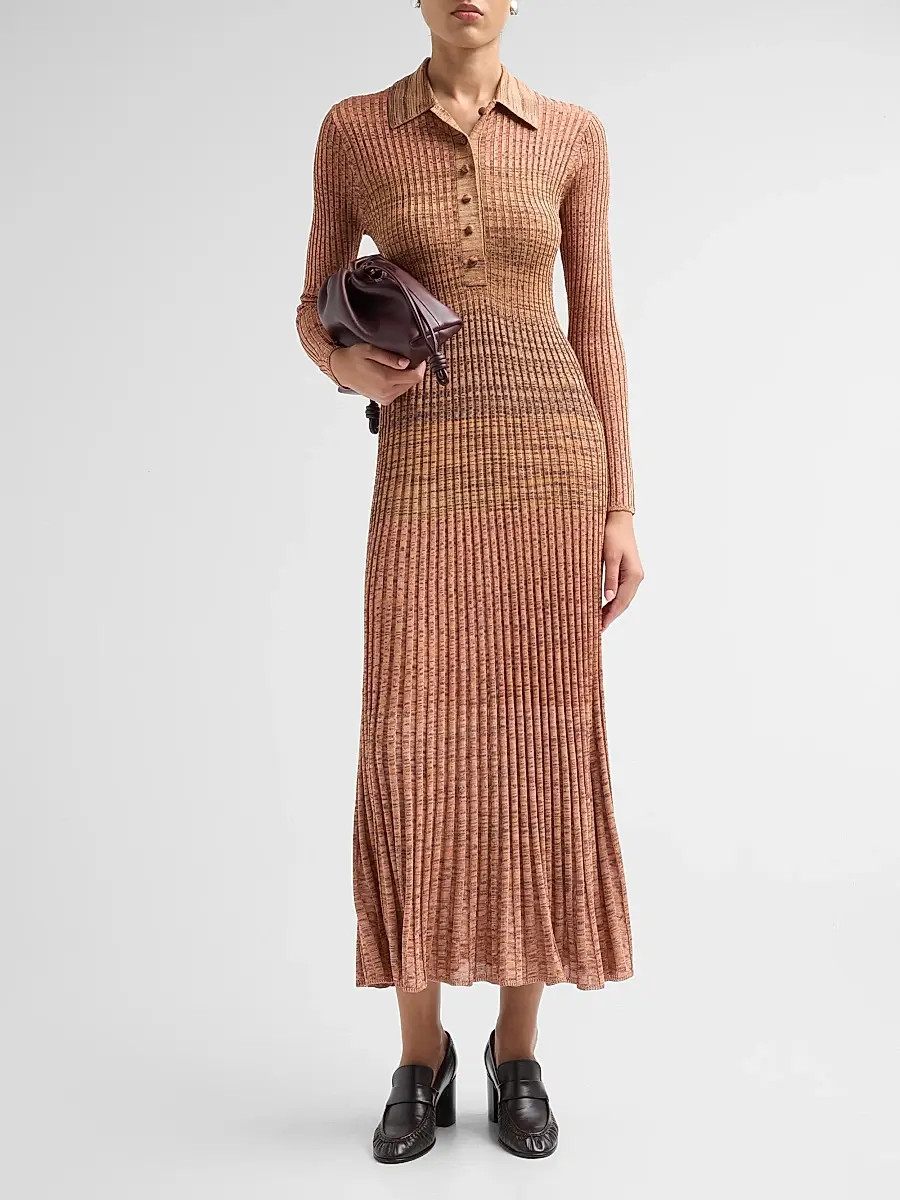 Zimmermann Women's Mouline Rib-Knit Polo Midi Dress | Thumbnail 2 Zimmermann Women's Mouline Rib-Knit Polo Midi Dress | Thumbnail 2