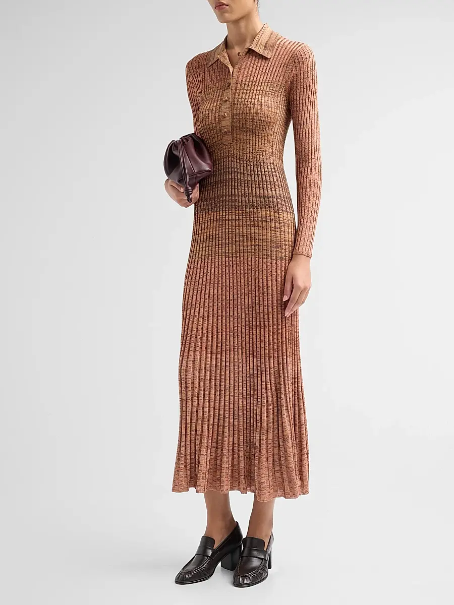 Zimmermann Women's Mouline Rib-Knit Polo Midi Dress | Thumbnail 4 Zimmermann Women's Mouline Rib-Knit Polo Midi Dress | Thumbnail 4