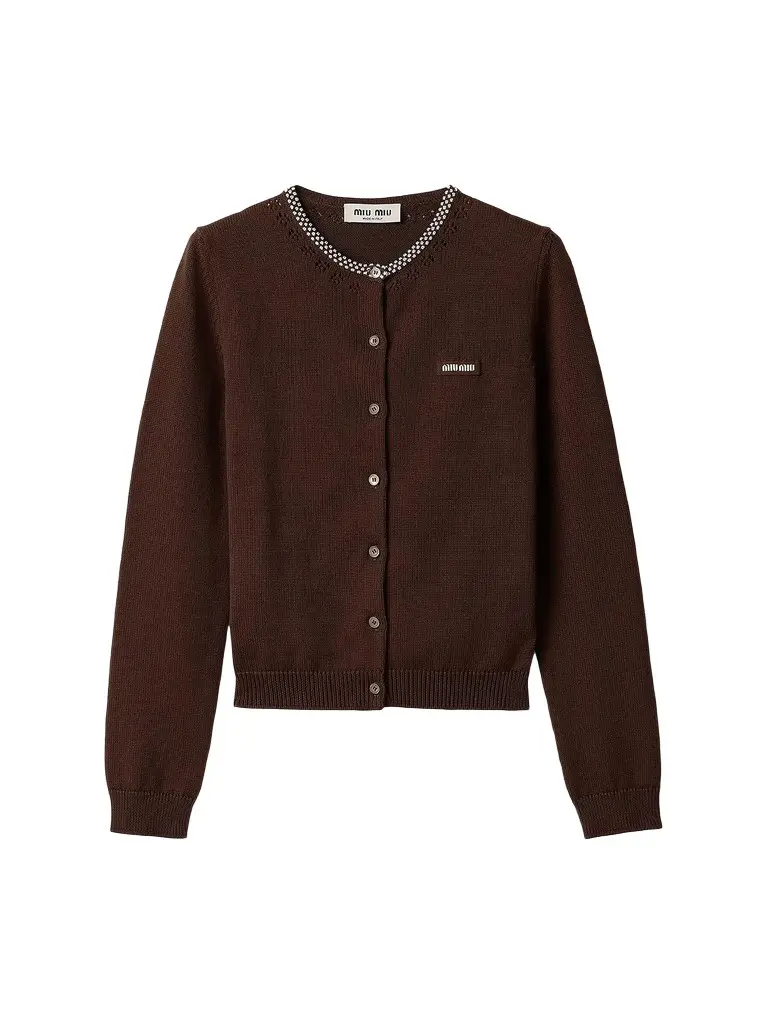 Miu Miu Cotton Cardigan | Image 1 Miu Miu Cotton Cardigan | Image 1