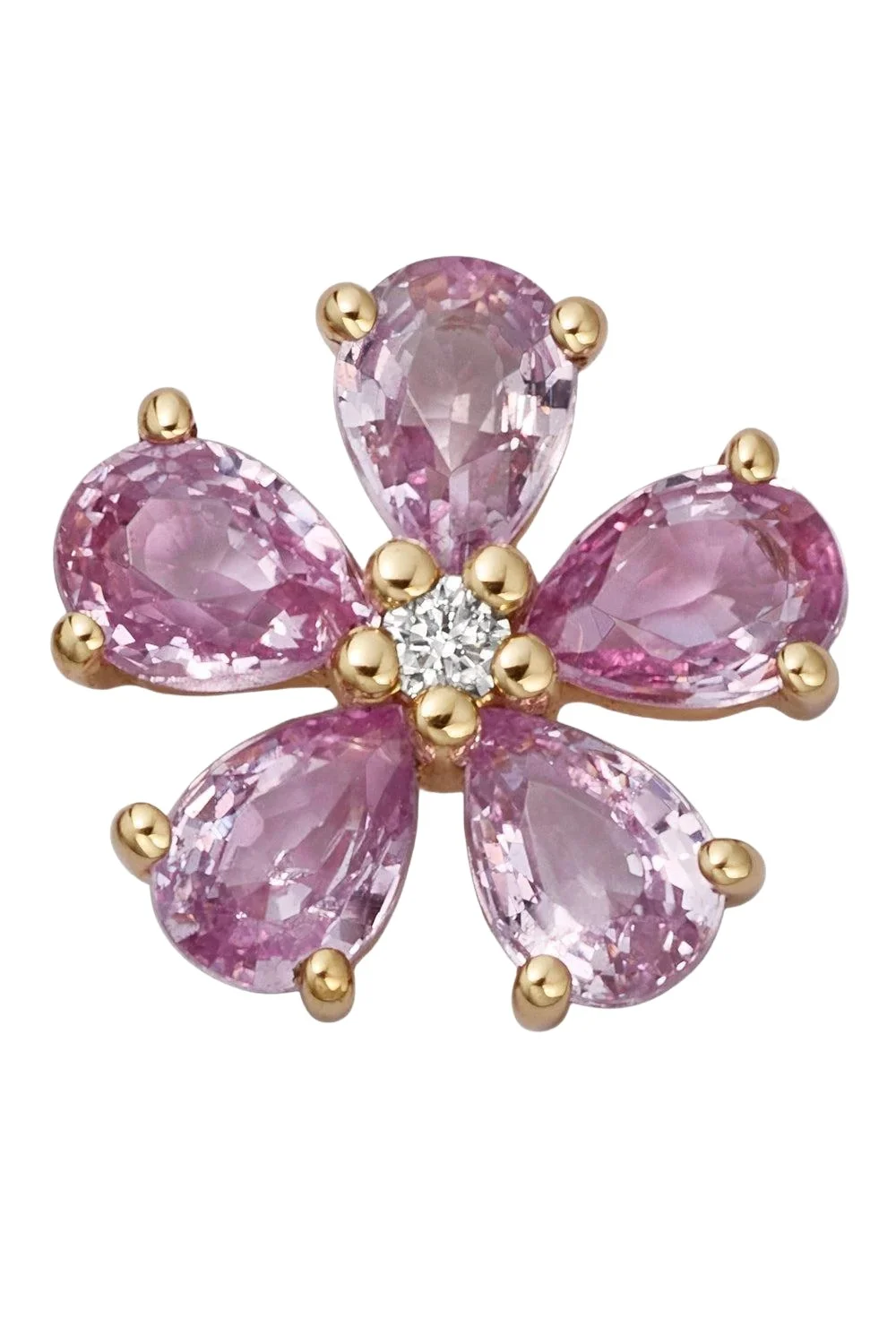 Pink Sapphire Diamond Blossom Flower Charm Pink Sapphire Diamond Blossom Flower Charm