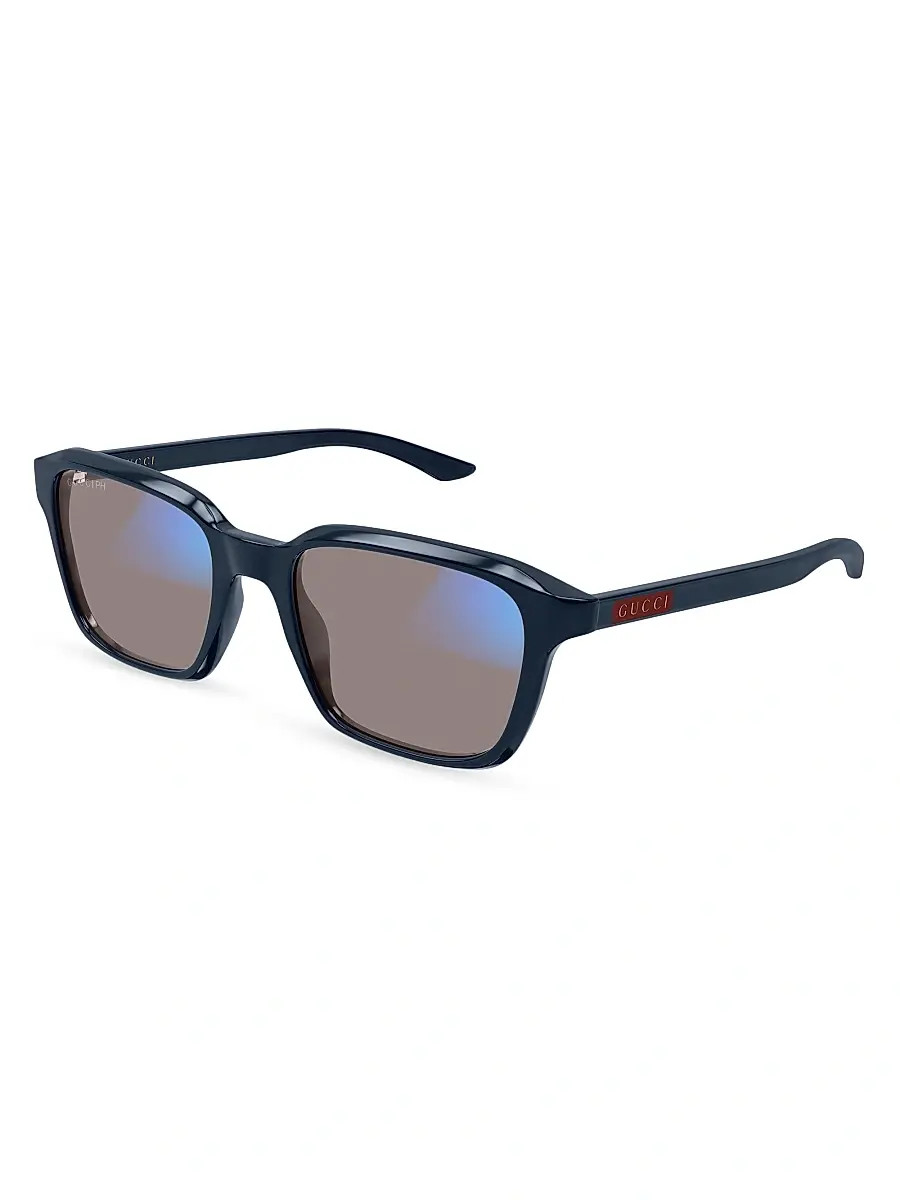 Gucci Men's Flag 52MM Square Sunglasses - Blue | Image 1 Gucci Men's Flag 52MM Square Sunglasses - Blue | Image 1