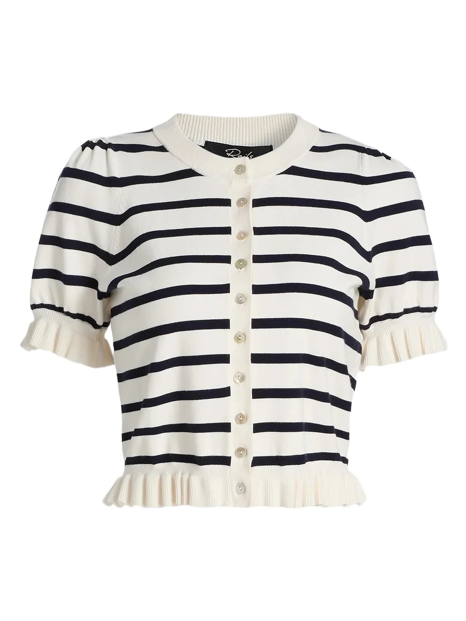 Women's Lora Striped Ruffle-Trim Cardigan