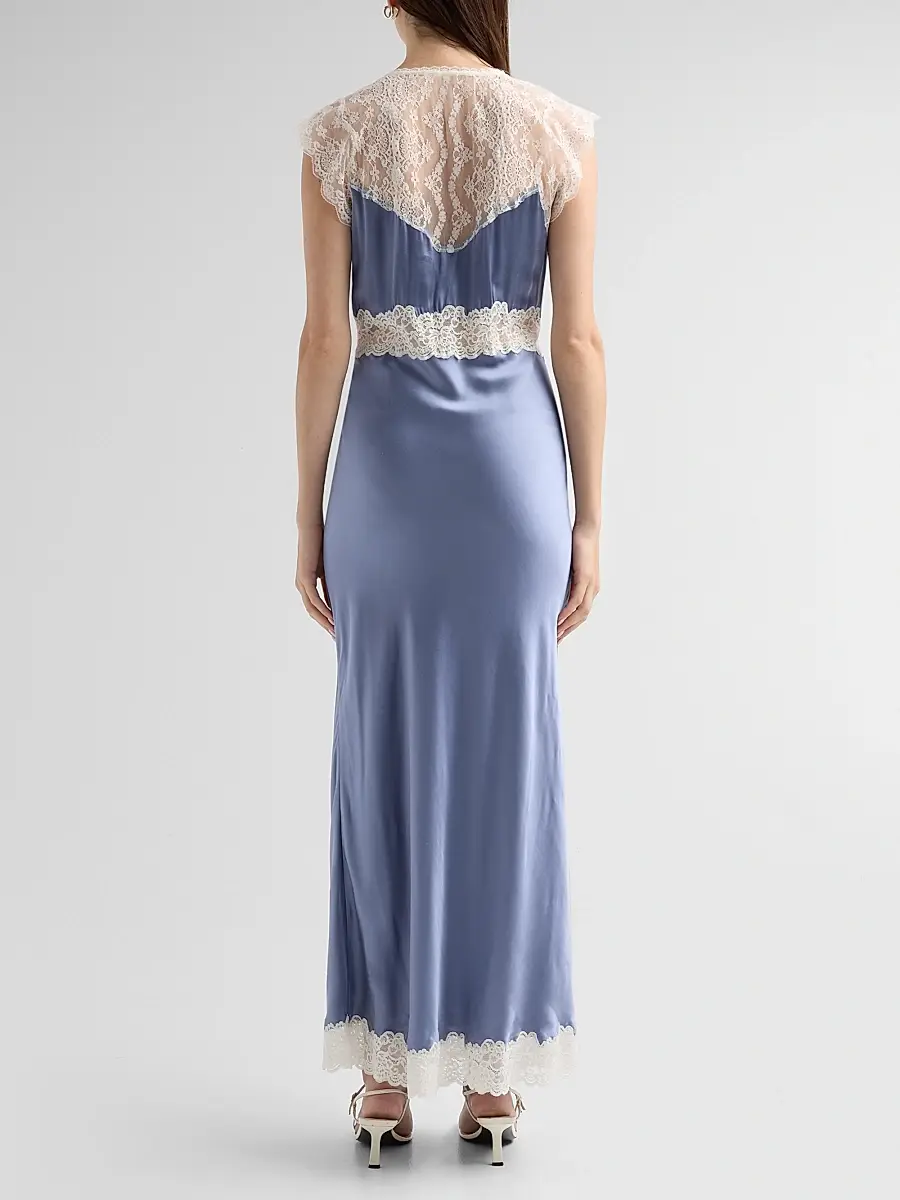 LoveShackFancy Women's Vella Lace-Trim Silk Maxi Dress | Thumbnail 3 LoveShackFancy Women's Vella Lace-Trim Silk Maxi Dress | Thumbnail 3