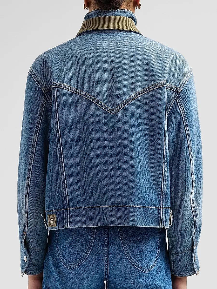 Veronica Beard Women's Wegner Layered Corduroy-Collar Denim Jacket | Thumbnail 3 Veronica Beard Women's Wegner Layered Corduroy-Collar Denim Jacket | Thumbnail 3