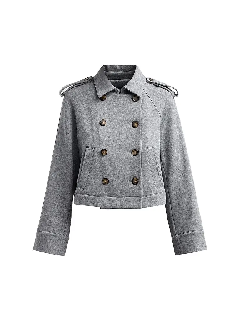 Women's Conneley Cotton-Blend Double-Breasted Crop Trench Coat
