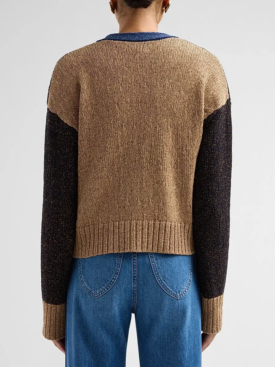 Veronica Beard Women's Josiane Merino Wool-Cotton V-Neck Crop Cardigan | Thumbnail 3 Veronica Beard Women's Josiane Merino Wool-Cotton V-Neck Crop Cardigan | Thumbnail 3