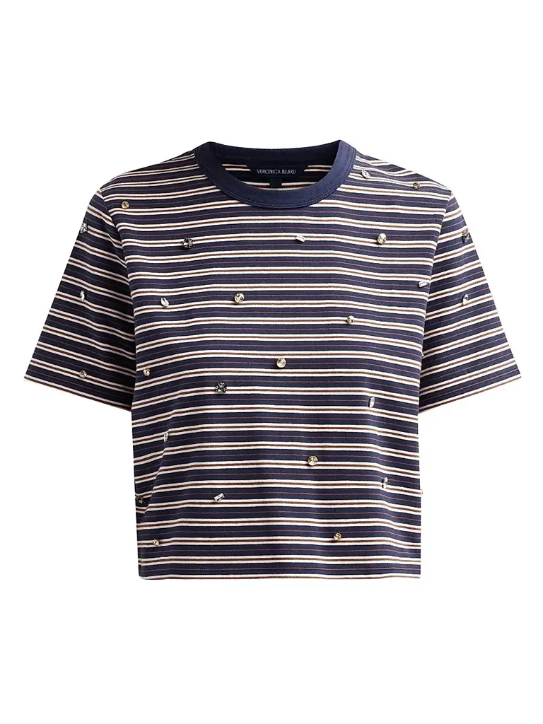 Veronica Beard Women's Sebastian Embellished Stretch-Cotton T-Shirt