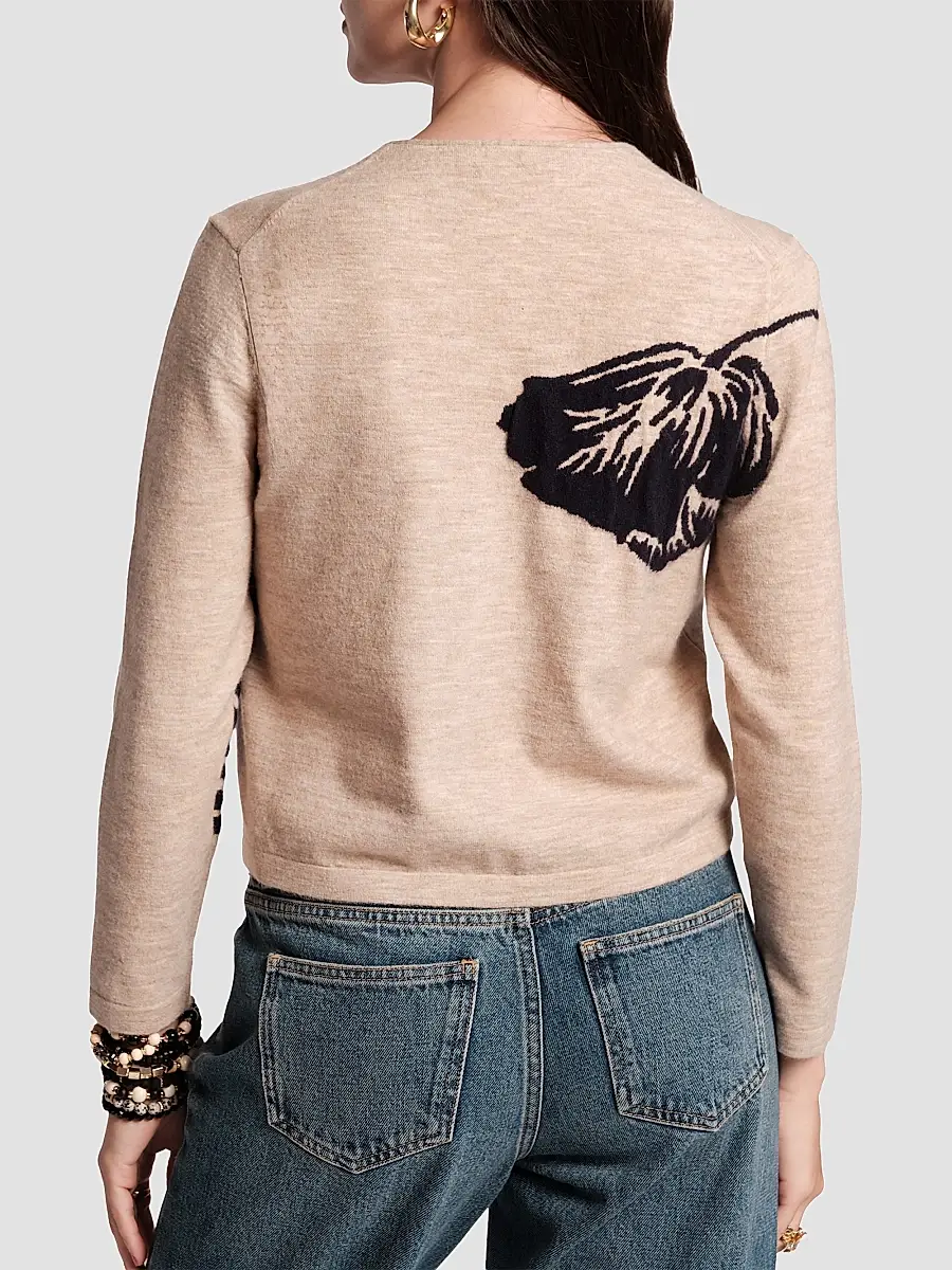 Frances Valentine Women's Darling Floral Merino Wool Cardigan | Thumbnail 2