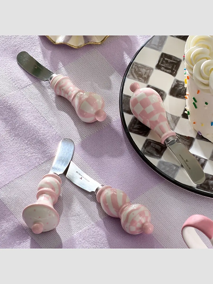 MacKenzie-Childs Rosy Check 4-Piece Party Spreader Set | Thumbnail 2 MacKenzie-Childs Rosy Check 4-Piece Party Spreader Set | Thumbnail 2