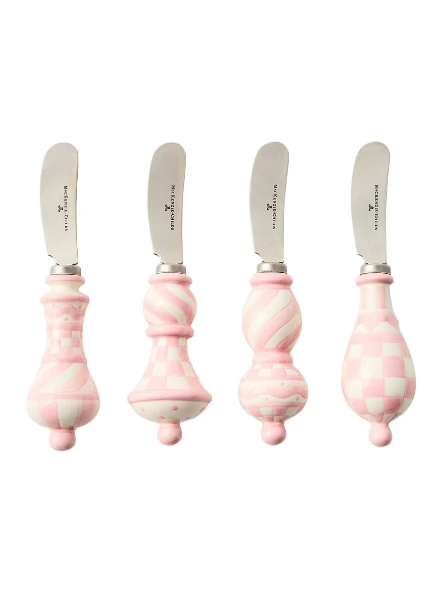 MacKenzie-Childs Rosy Check 4-Piece Party Spreader Set