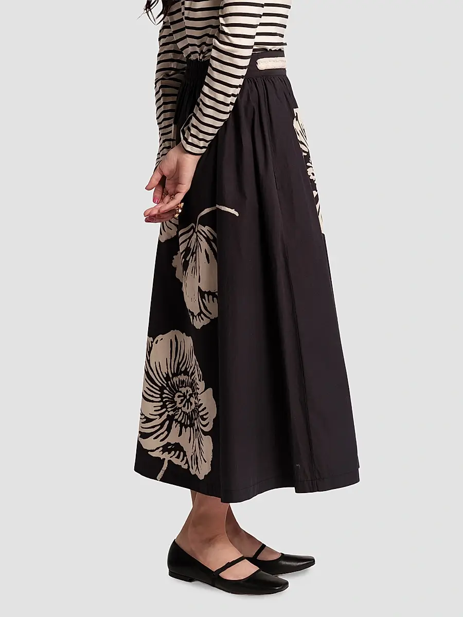 Frances Valentine Women's Phoebe Floral Cotton Midi Skirt | Thumbnail 3 Frances Valentine Women's Phoebe Floral Cotton Midi Skirt | Thumbnail 3