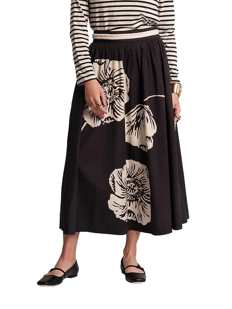 Frances Valentine Women's Phoebe Floral Cotton Midi Skirt | Image 1 Frances Valentine Women's Phoebe Floral Cotton Midi Skirt | Image 1
