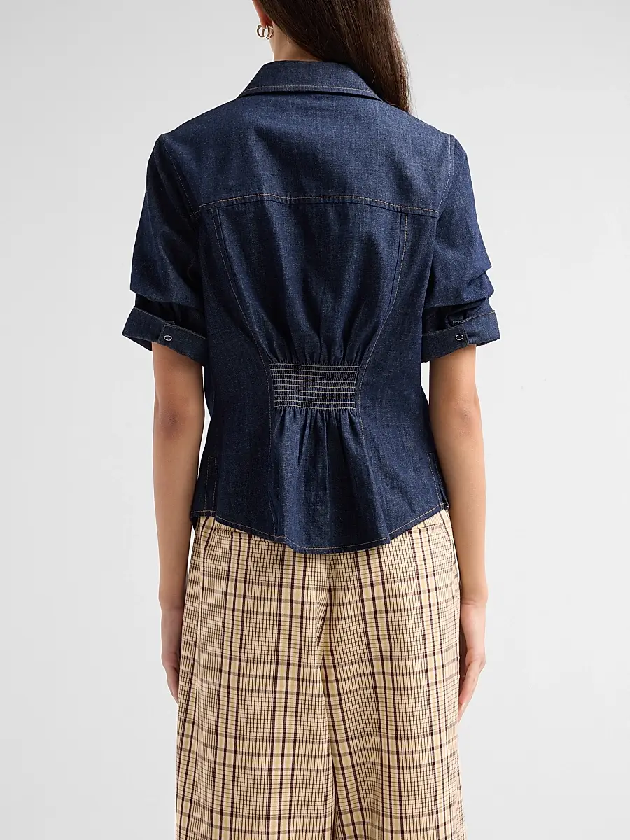TANYA TAYLOR Women's Winston Denim Top | Thumbnail 3 TANYA TAYLOR Women's Winston Denim Top | Thumbnail 3