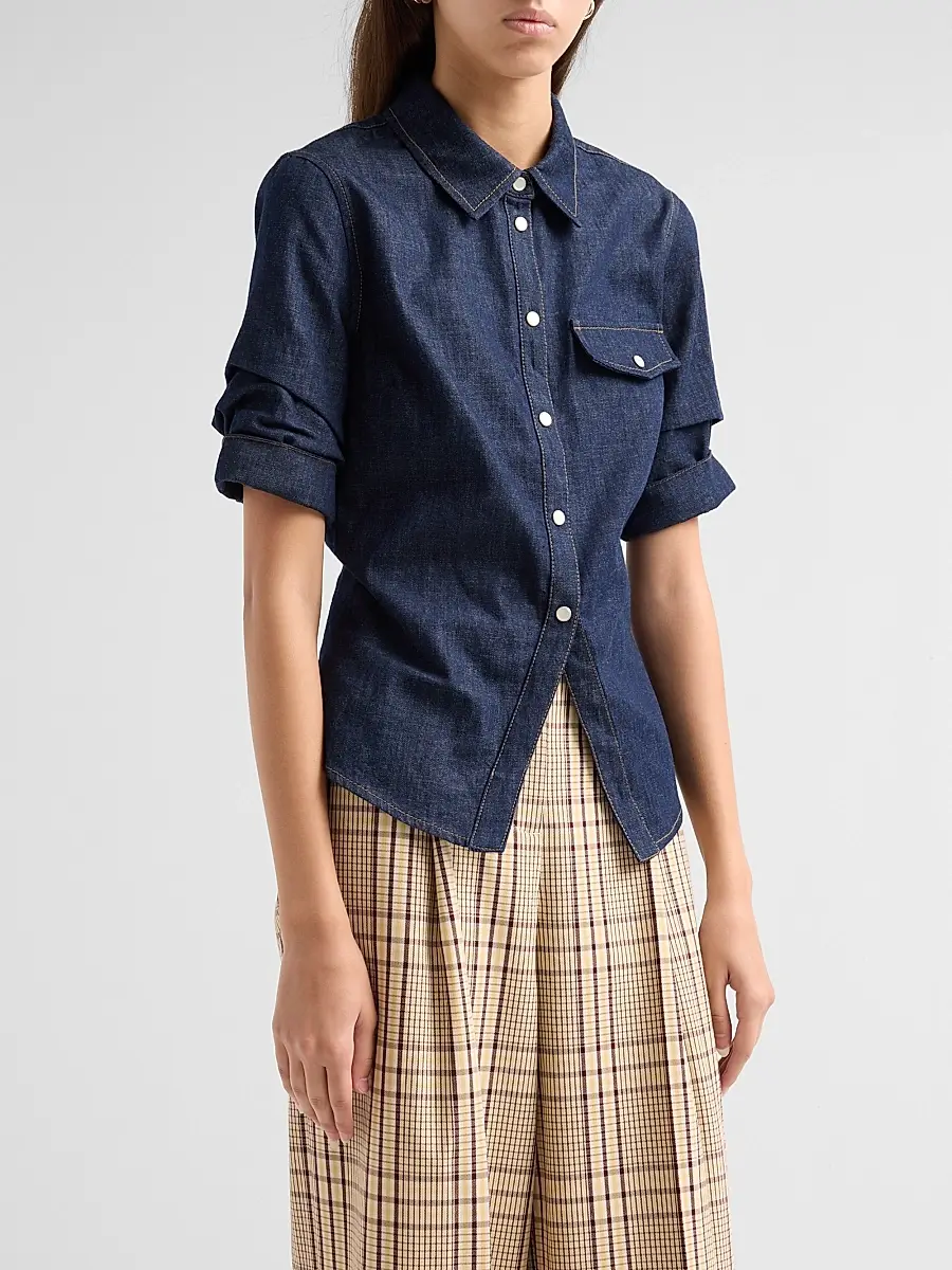 TANYA TAYLOR Women's Winston Denim Top | Thumbnail 4 TANYA TAYLOR Women's Winston Denim Top | Thumbnail 4