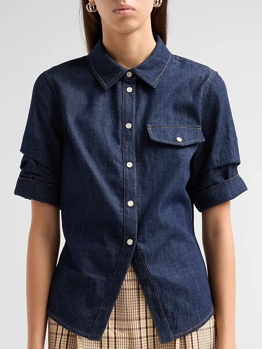 TANYA TAYLOR Women's Winston Denim Top | Thumbnail 5 TANYA TAYLOR Women's Winston Denim Top | Thumbnail 5