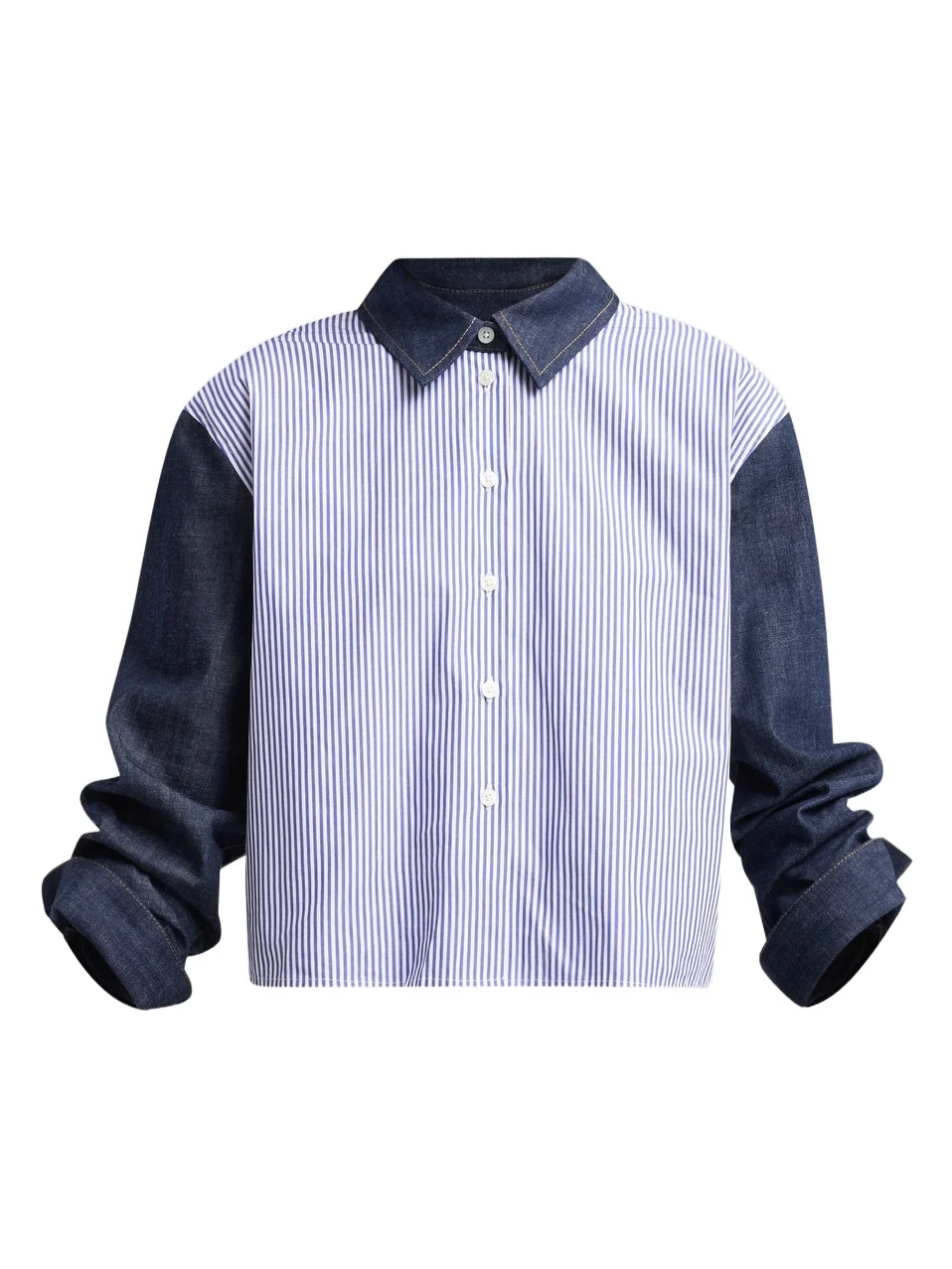 Women's Largaux Denim & Striped Shirting Top Women's Largaux Denim & Striped Shirting Top