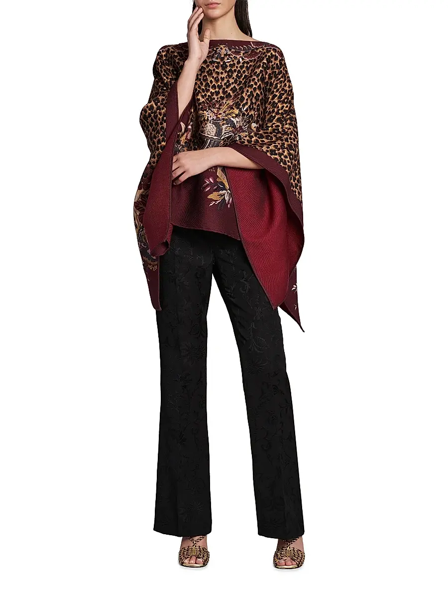 Etro Women's Leopard-Print Wool Poncho | Thumbnail 2 Etro Women's Leopard-Print Wool Poncho | Thumbnail 2