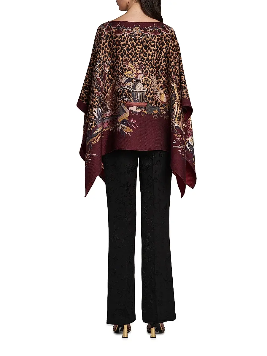 Etro Women's Leopard-Print Wool Poncho | Thumbnail 5 Etro Women's Leopard-Print Wool Poncho | Thumbnail 5