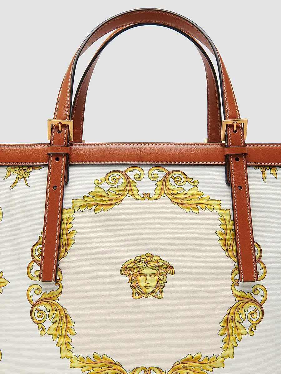 Versace Women's Rivière Small Printed Cotton Canvas Book Tote Bag | Thumbnail 3 Versace Women's Rivière Small Printed Cotton Canvas Book Tote Bag | Thumbnail 3
