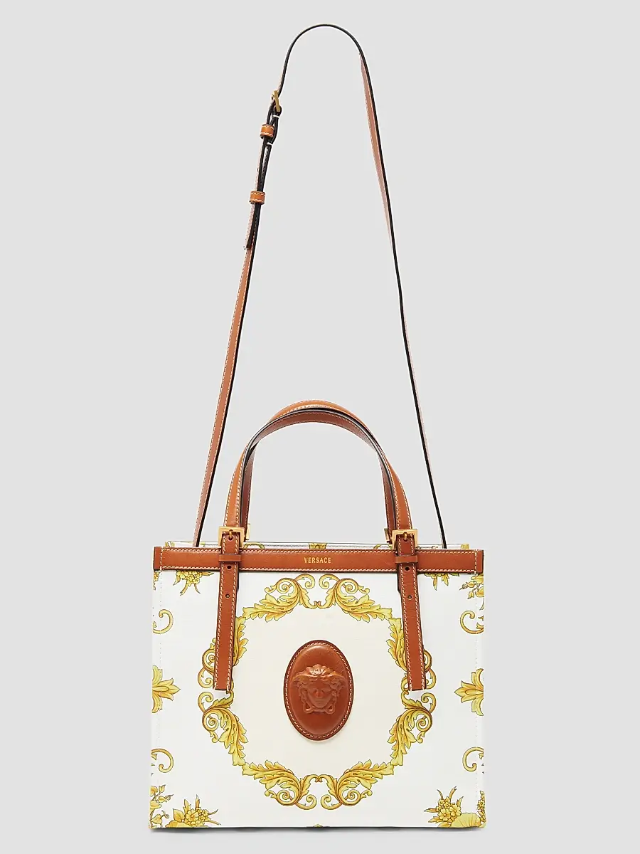 Versace Women's Rivière Small Printed Cotton Canvas Book Tote Bag | Thumbnail 5 Versace Women's Rivière Small Printed Cotton Canvas Book Tote Bag | Thumbnail 5