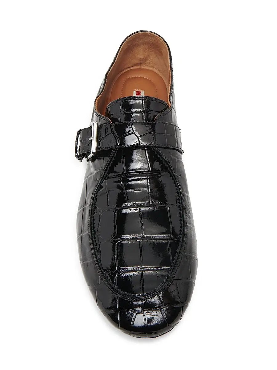 Marni Men's Moc Toe Croc-Embossed Patent Leather Loafers | Thumbnail 4 Marni Men's Moc Toe Croc-Embossed Patent Leather Loafers | Thumbnail 4