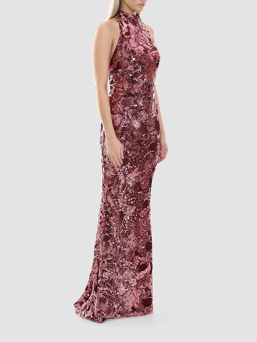 Zhivago Women's No More Songs Sequined Halter Column Gown | Thumbnail 4 Zhivago Women's No More Songs Sequined Halter Column Gown | Thumbnail 4