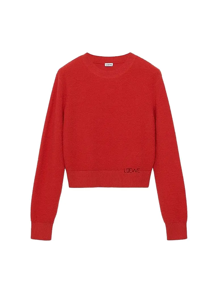 LOEWE Women's Stitch Logo Wool Sweater - Red | Image 1 LOEWE Women's Stitch Logo Wool Sweater - Red | Image 1