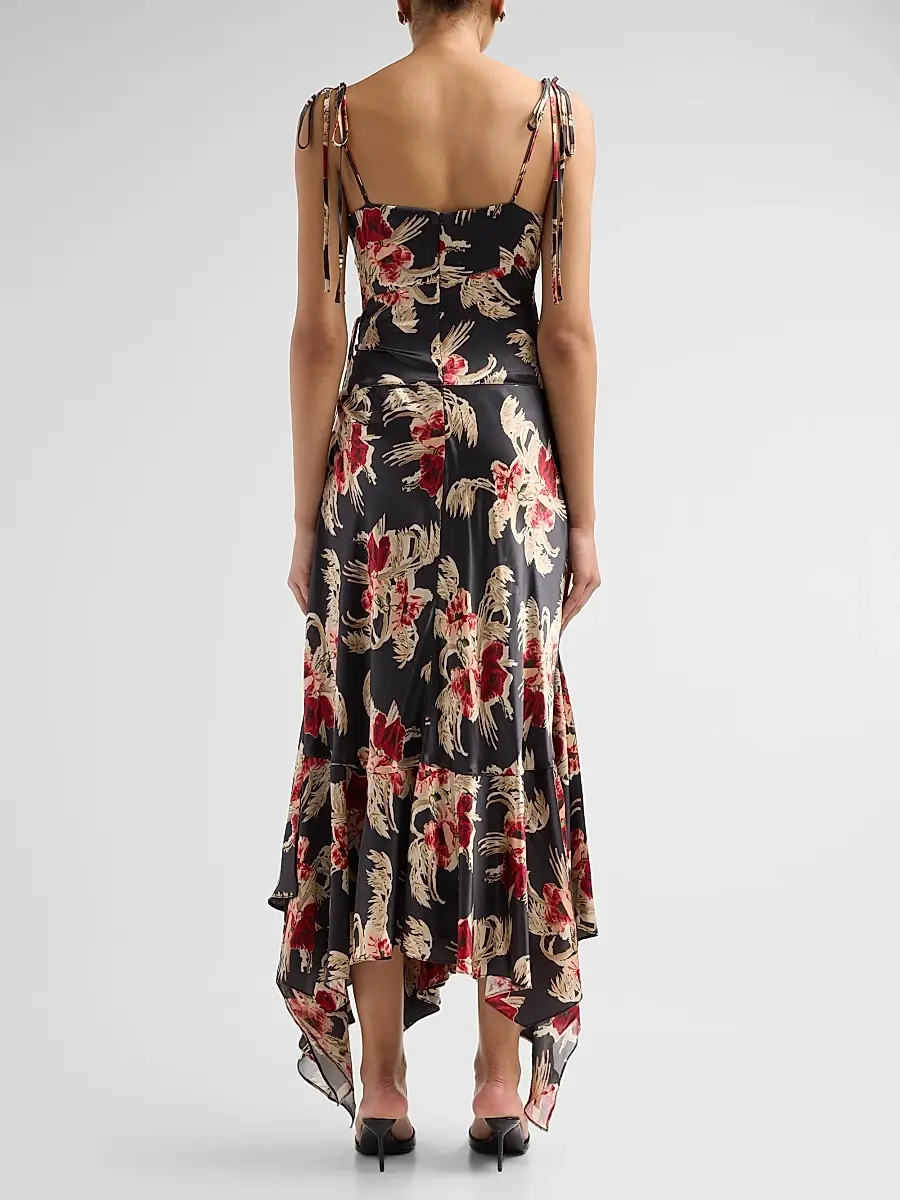 Cinq à Sept Women's Ambroisine Wilted Poppy Silk Handkerchief Maxi Dress | Thumbnail 3