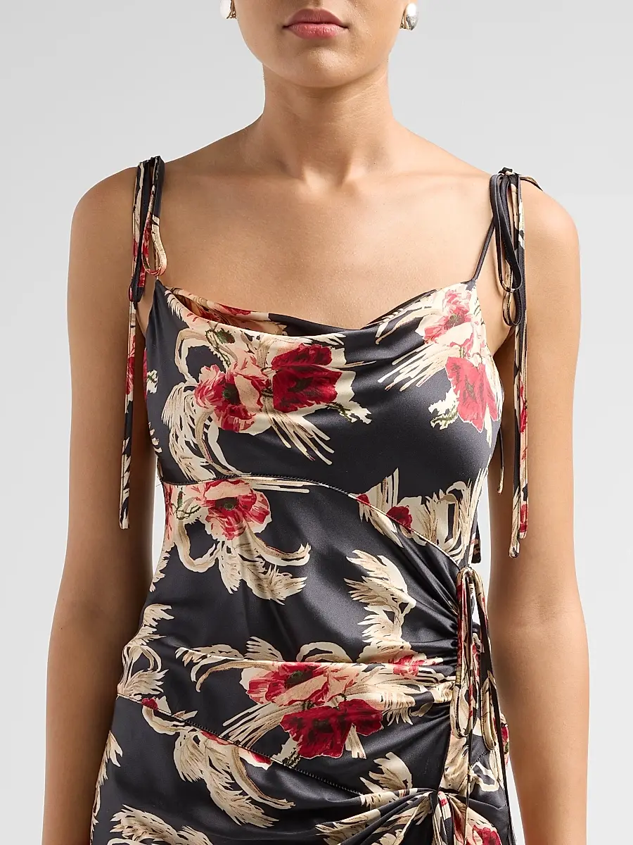 Cinq à Sept Women's Ambroisine Wilted Poppy Silk Handkerchief Maxi Dress | Thumbnail 5