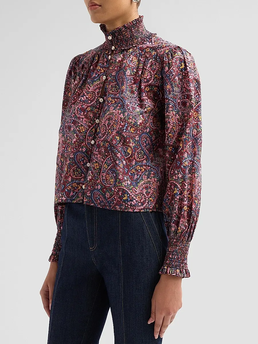 Cinq à Sept Women's Pia Paisley Cotton-Blend Long-Sleeve Top | Thumbnail 4 Cinq à Sept Women's Pia Paisley Cotton-Blend Long-Sleeve Top | Thumbnail 4