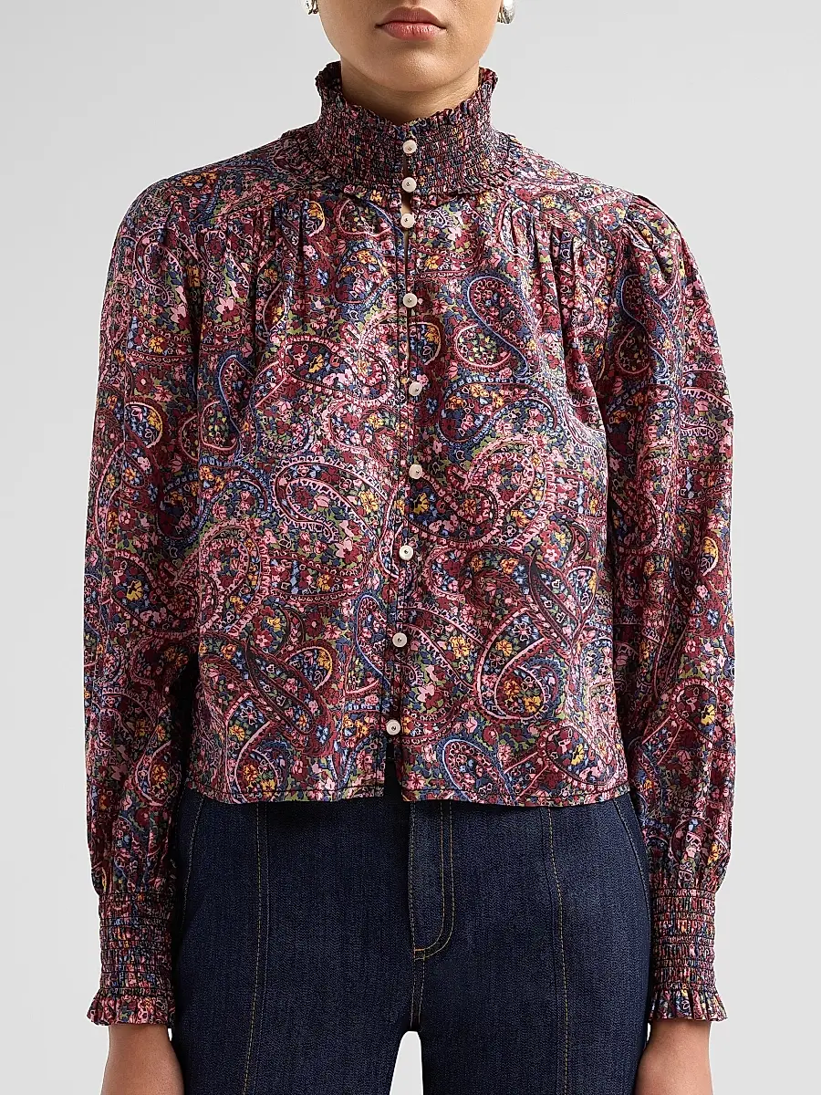 Cinq à Sept Women's Pia Paisley Cotton-Blend Long-Sleeve Top | Thumbnail 5 Cinq à Sept Women's Pia Paisley Cotton-Blend Long-Sleeve Top | Thumbnail 5
