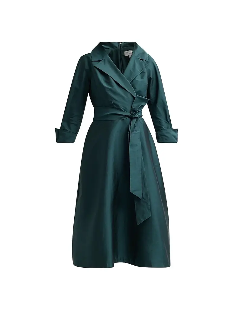 Teri Jon by Rickie Freeman Women's Taffeta Shirtwaist Gown - Forest | Image 1 Teri Jon by Rickie Freeman Women's Taffeta Shirtwaist Gown - Forest | Image 1