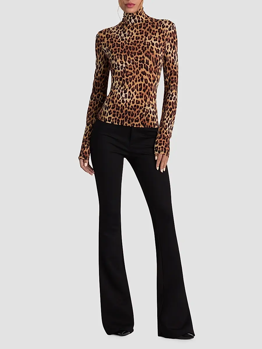 Alice + Olivia Women's Delaina Leopard-Print Turtleneck Top | Thumbnail 2 Alice + Olivia Women's Delaina Leopard-Print Turtleneck Top | Thumbnail 2