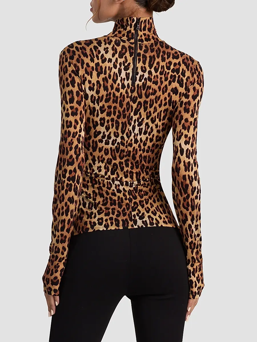 Alice + Olivia Women's Delaina Leopard-Print Turtleneck Top | Thumbnail 3 Alice + Olivia Women's Delaina Leopard-Print Turtleneck Top | Thumbnail 3