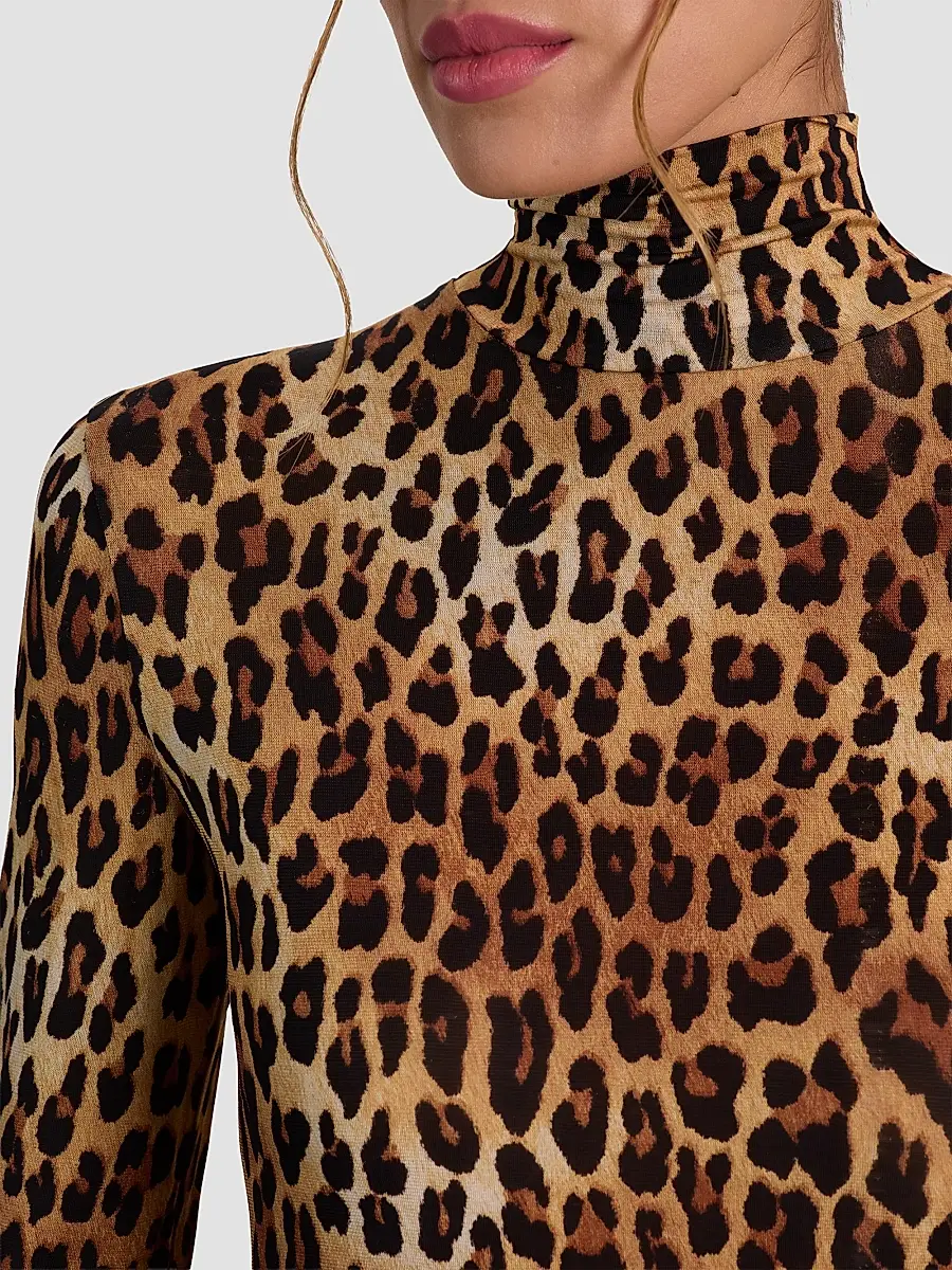 Alice + Olivia Women's Delaina Leopard-Print Turtleneck Top | Thumbnail 5 Alice + Olivia Women's Delaina Leopard-Print Turtleneck Top | Thumbnail 5